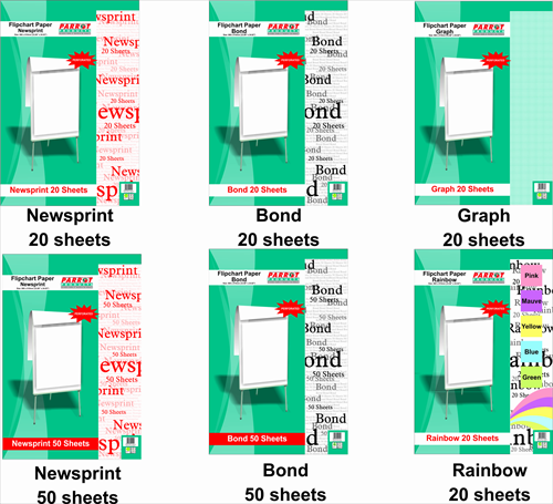 Parrot Flipchart Rainbow Paper (20 Sheets, 860*610mm)