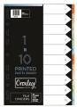 Croxley Indices Pastel Board   1-10 DIV Set