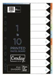 Croxley Indices Pastel Board   1-10 DIV Set