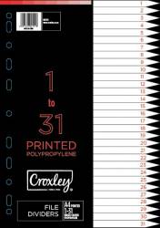 Croxley Indices PP Printed 1-31 DIV Set