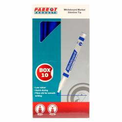 PARROT Whiteboard Markers (10 Markers, Slimline Tip, BLUE)